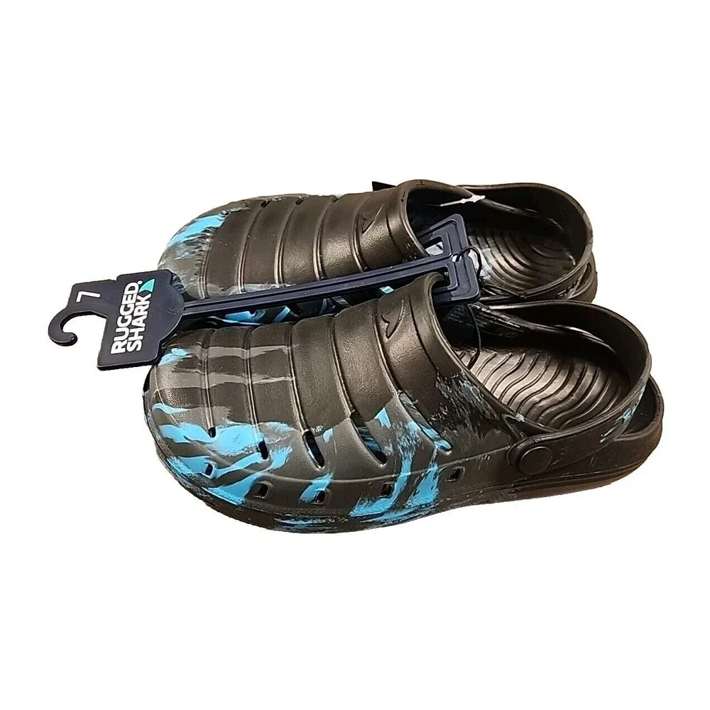 Brand New‎ Sz 7 Rugged Shark Men's Clogs  Black and Blue